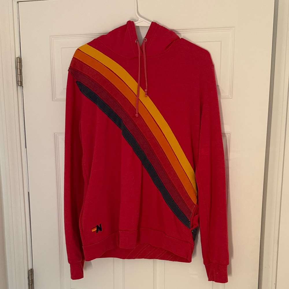 Aviator Nation Hoodie with Rainbow Stripe